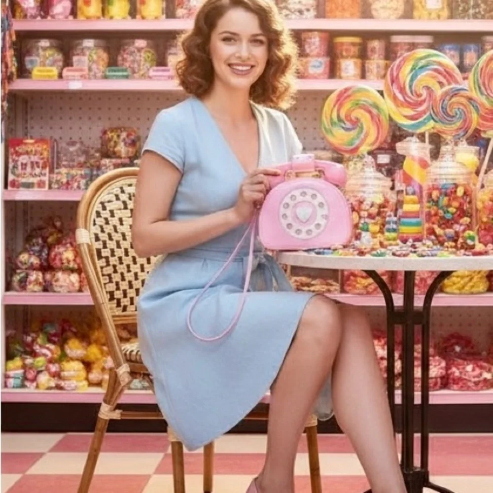 Novelty Purse | Fun & Unique Vintage Rotary Phone Statement Bag - it works!